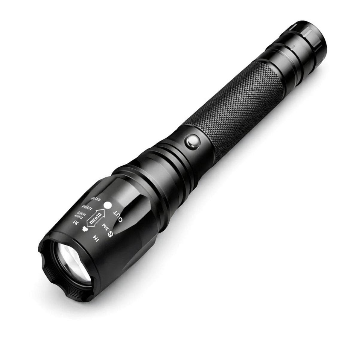 Lámpara LED T9 recargable con zoom y 5 modos, batería 18650