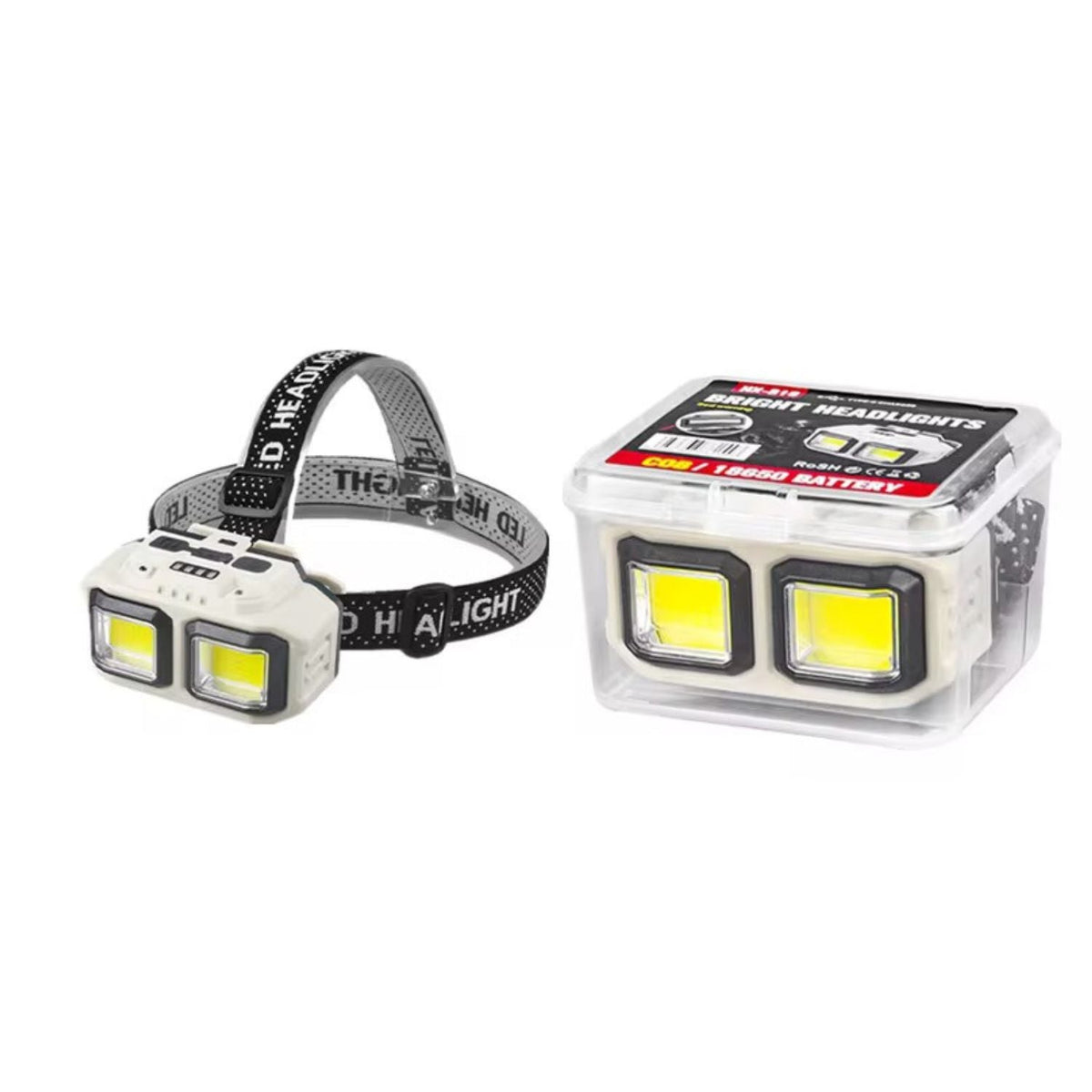 Linterna frontal LED y COB con sensor de movimiento y carga USB-C