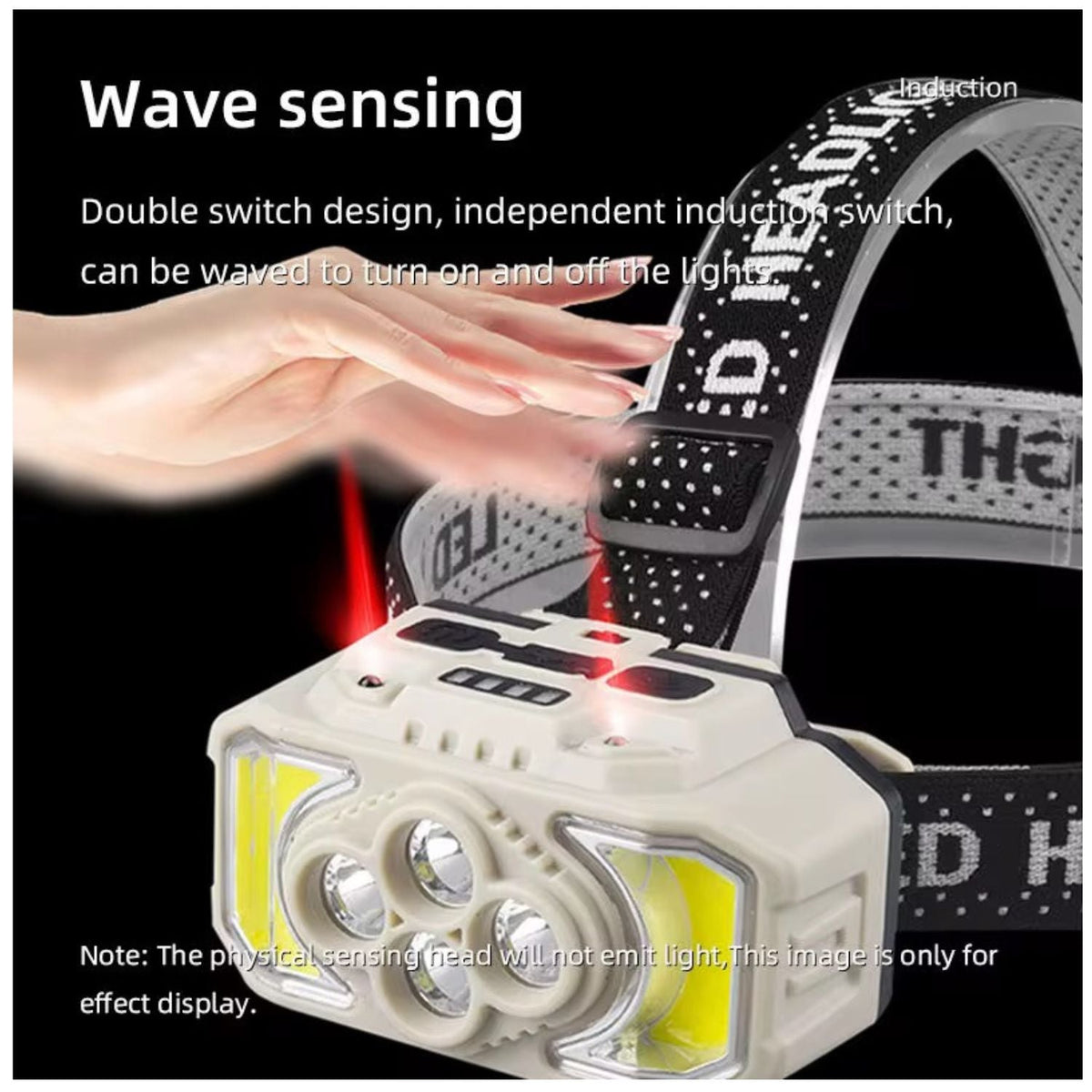 Linterna frontal LED y COB con sensor de movimiento y carga USB-C - foto 5