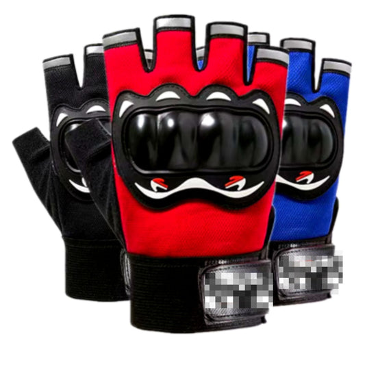 Guantes de medio dedo con protección en nudillos para moto y ciclismo