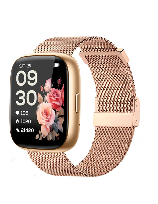 Smartwatch DW26 con Bluetooth Llamada y compatible con Alexa Dorado