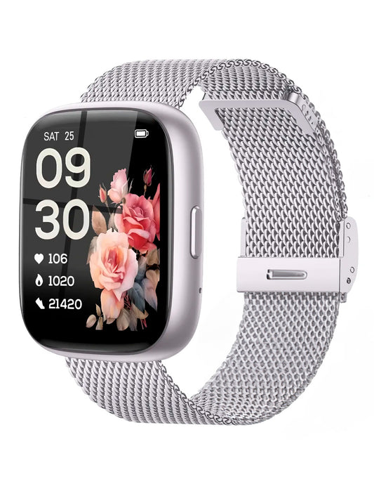 Smartwatch DW26 con Bluetooth Llamada y compatible con Alexa PLATA