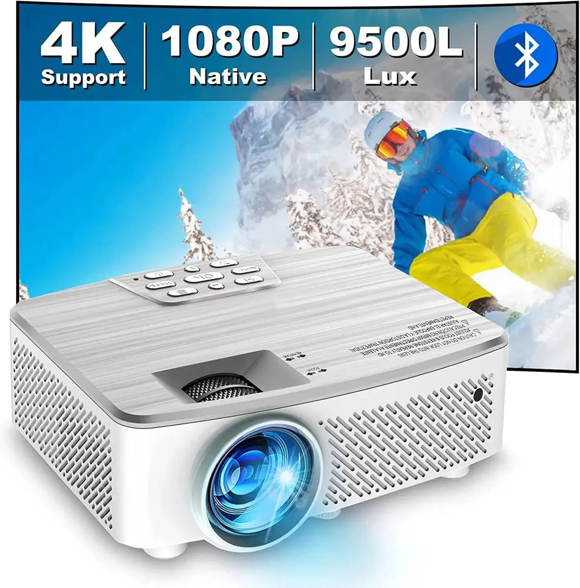 Proyector Portátil Mini Full HD 1080P Compatible 4K Bluetooth Cine en Casa HDMI USB