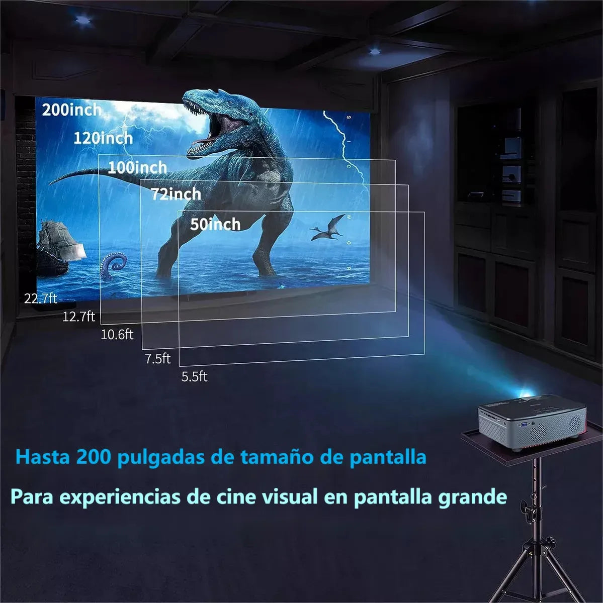 Proyector 4K Profesional 12000 Lúmenes 1080p WiFi Full HD Portátil