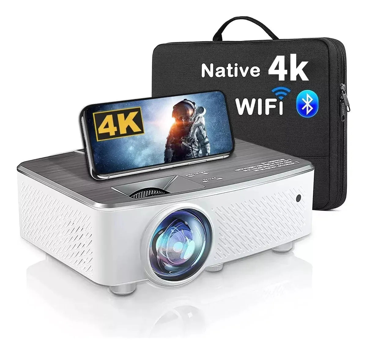 Proyector 4K Profesional 12000 Lúmenes 1080p WiFi Full HD Portátil