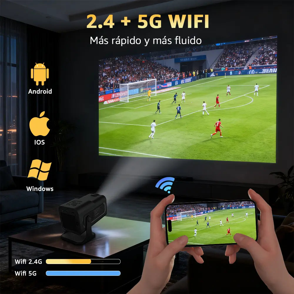 Mini Proyector Ll Trader Profesional 4K 20000 Lúmenes Android 13 WiFi Dual