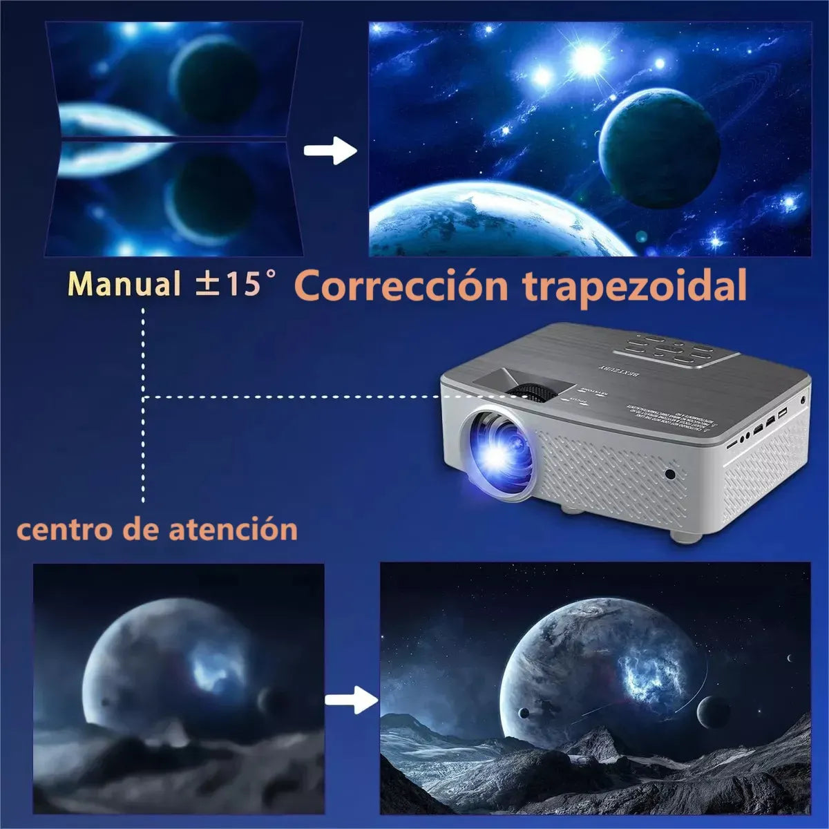 Proyector 4K Profesional 12000 Lúmenes 1080p WiFi Full HD Portátil
