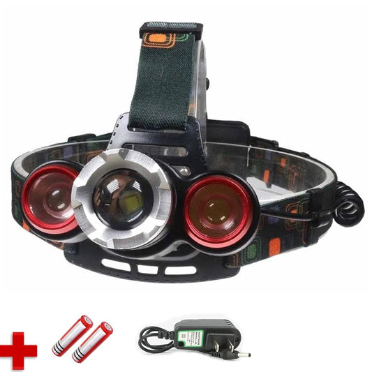 Linterna de cabeza tipo minero con 3 LED, 6000 lúmenes y zoom (DT104)