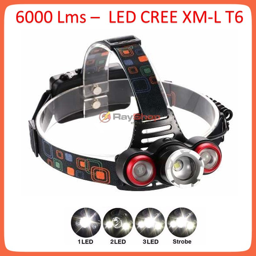 Linterna de cabeza tipo minero con 3 LED, 6000 lúmenes y zoom (DT104) - foto 3