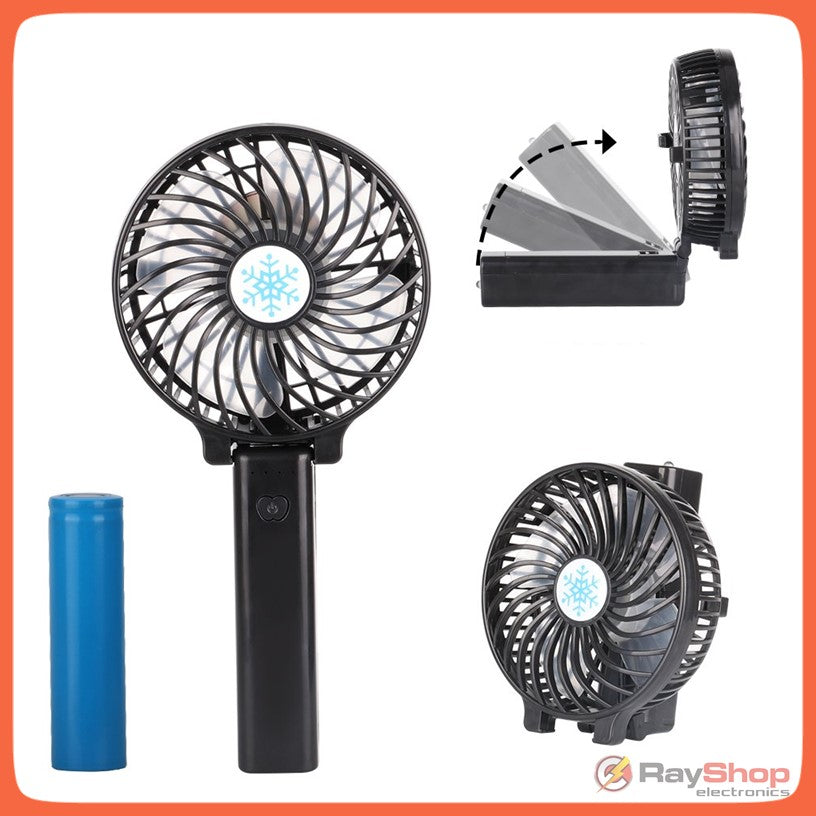 Ventilador de mano portátil recargable con 3 velocidades y USB
