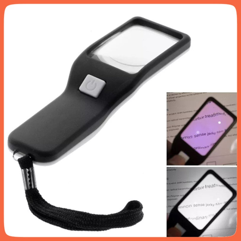 Lupa de bolsillo 5x con luz LED y luz UV para detectar billetes falsos