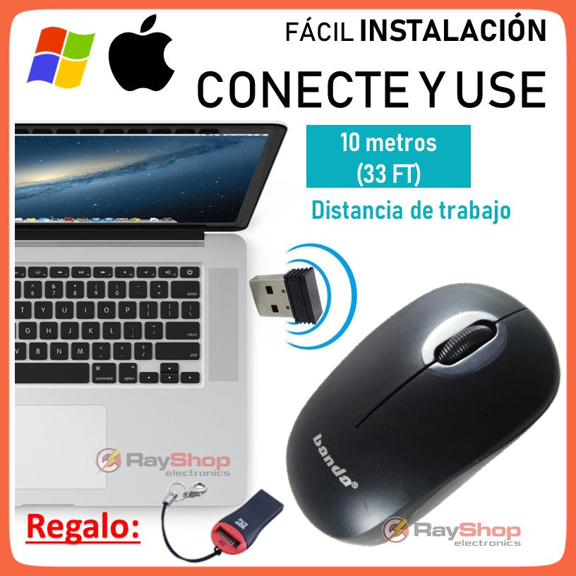 Mouse óptico inalámbrico de 1000 DPI con receptor nano USB