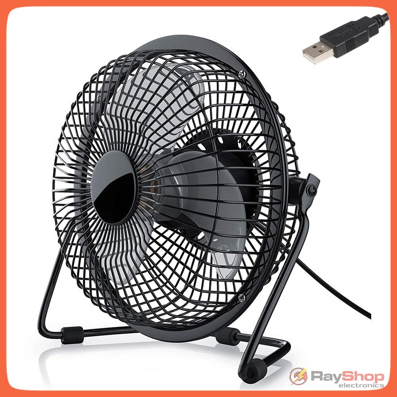 Mini ventilador USB de metal con base giratoria 360°