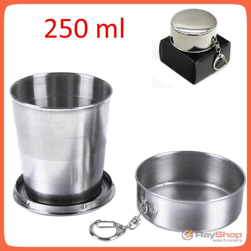 Vaso plegable de acero inoxidable de 250 ml para llavero