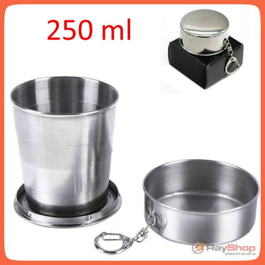 Vaso plegable de acero inoxidable de 250 ml para llavero