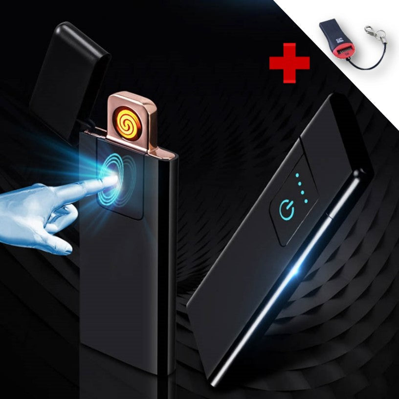 Encendedor eléctrico ultradelgado con sensor de huella y carga USB