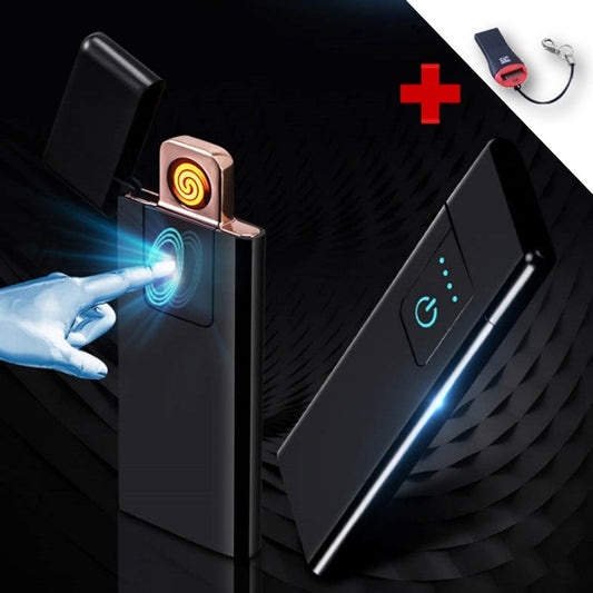 Encendedor eléctrico ultradelgado con sensor de huella y carga USB