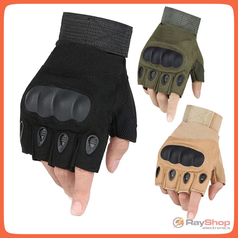 Guantes de medio dedo con protección de nudillos para moto y bici