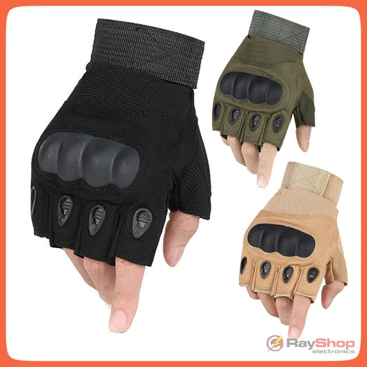 Guantes de medio dedo con protección de nudillos para moto y bici