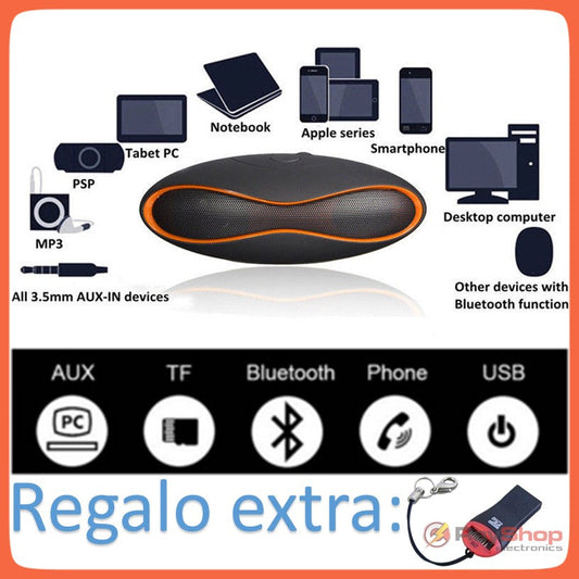 Bocina Bluetooth portátil recargable con radio FM y ranura micro SD