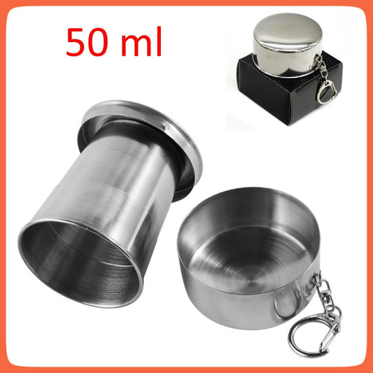 Vaso plegable de acero inoxidable de 50 ml para llavero