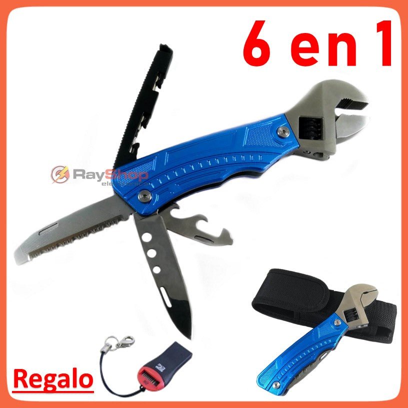 Perico multiherramienta 6 en 1 con navaja, destapador y funda (K9006)