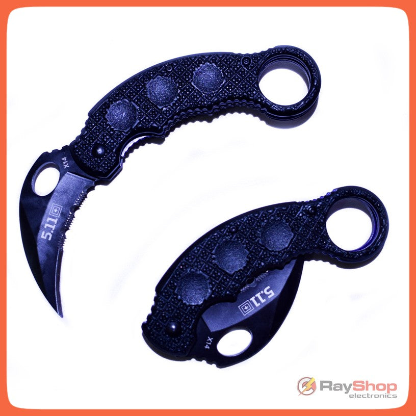 Navaja táctica tipo karambit plegable de acero inoxidable con clip