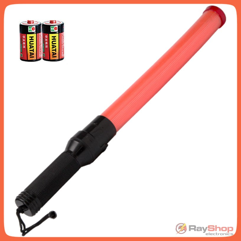 Bastón luminoso rojo de 54 cm para señalización vial con LED