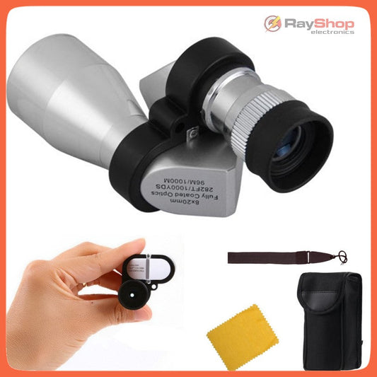 Monocular 8x20 de aluminio ultraportátil con funda, correa y paño