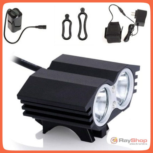Lámpara frontal para bicicleta de 5000 lúmenes con 2 LED Cree y 5 modos