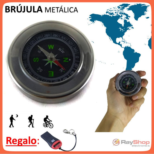 Brújula metálica de bolsillo para camping y senderismo, disponible en 6 y 7.5 cm