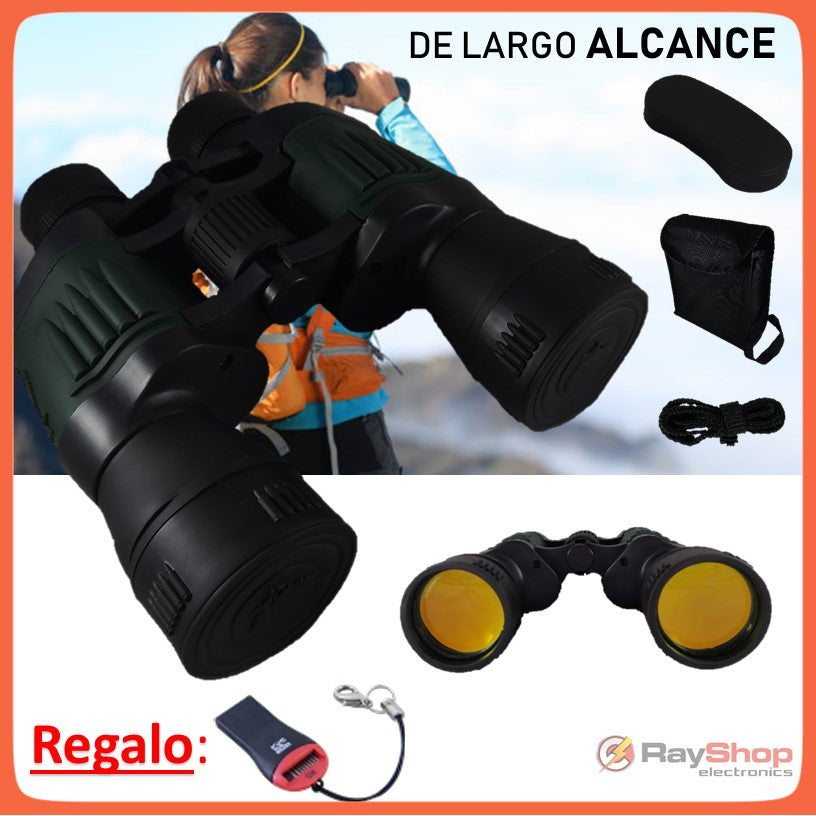 Binoculares 20x50 de largo alcance con funda, correa y paño de limpieza