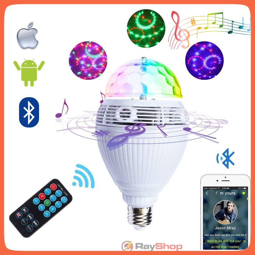 Foco bocina Bluetooth con disco giratorio LED RGB y control remoto (L002)