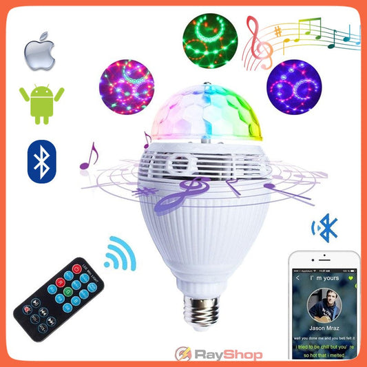 Foco bocina Bluetooth con disco giratorio LED RGB y control remoto (L002)