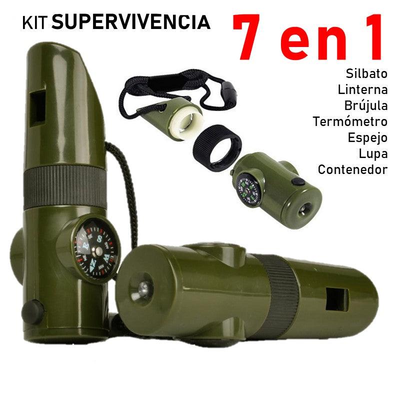 Silbato de supervivencia 7 en 1 con brújula, linterna, termómetro y lupa (PJ295)