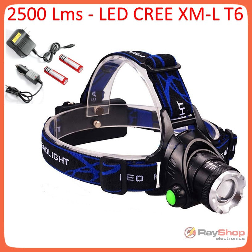 Lámpara minera de cabeza de 2500 lúmenes con LED CREE T6 y zoom