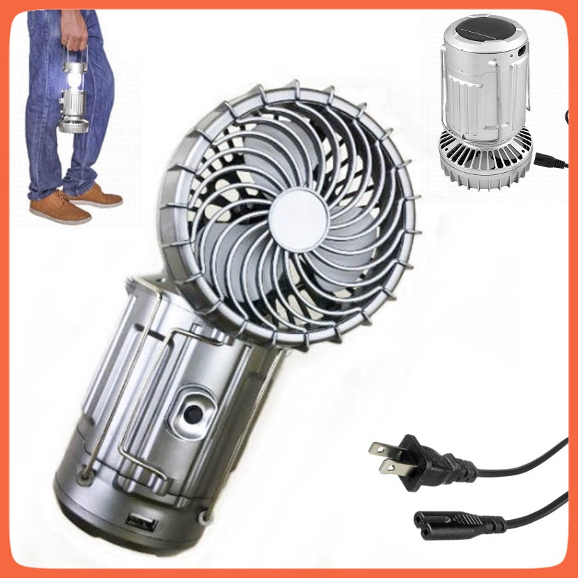 Lámpara solar recargable con ventilador y función de powerbank