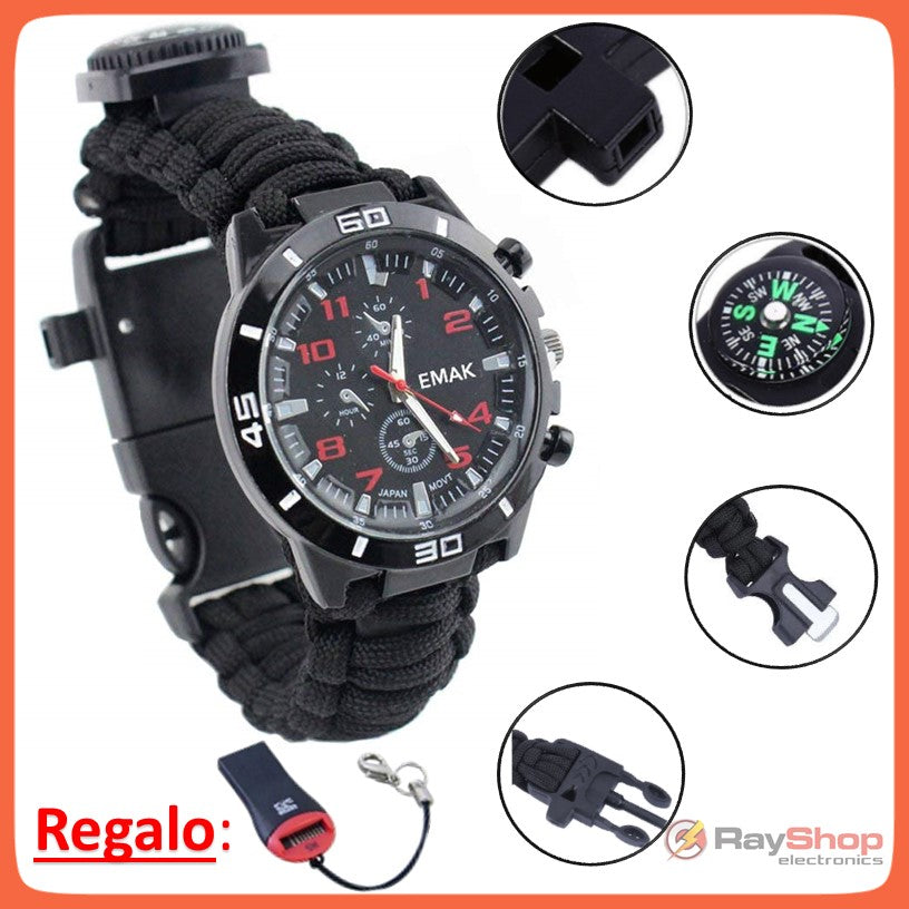 Reloj táctico de supervivencia 5 en 1 con paracord
