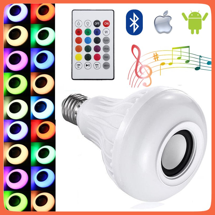 Foco bocina Bluetooth con luz LED multicolor y control remoto