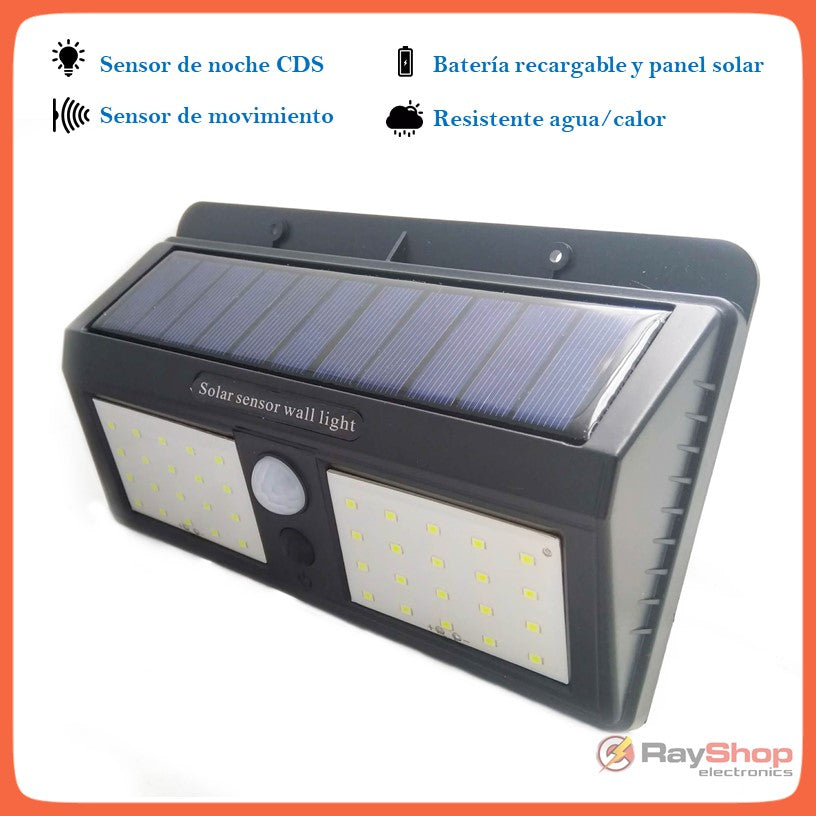 Lámpara solar de pared con 40 LED y sensor de movimiento (L008)