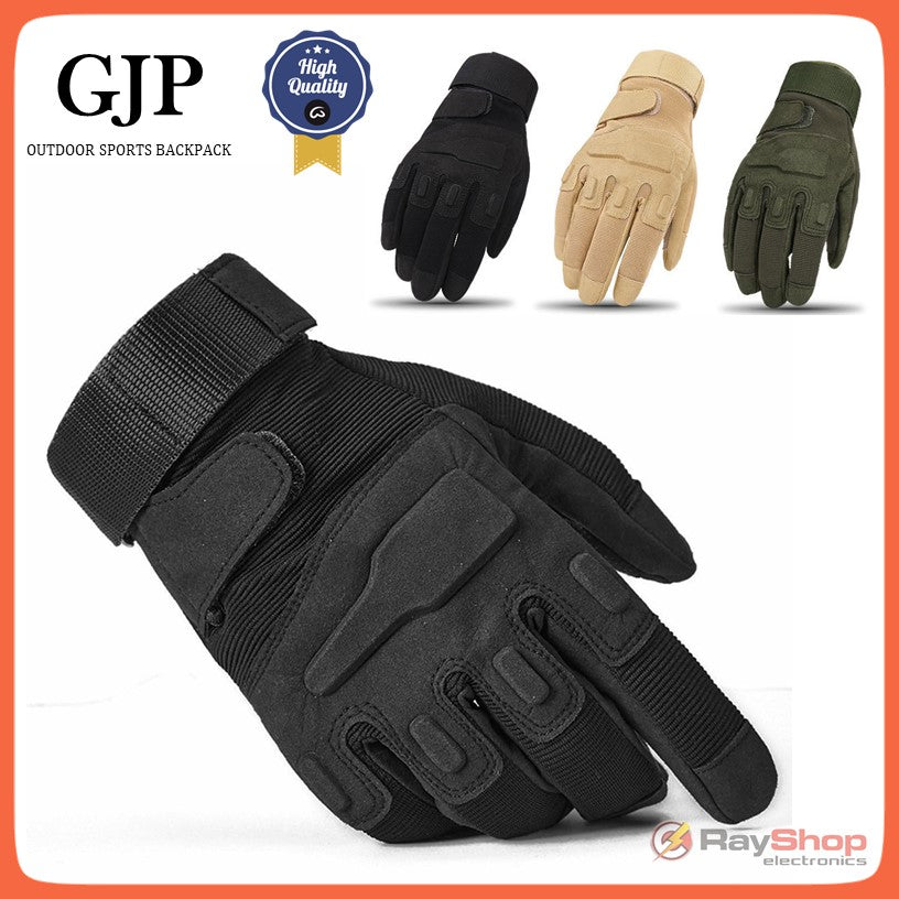 Guantes tácticos de dedos completos con nudillos y palma acolchada, talla L