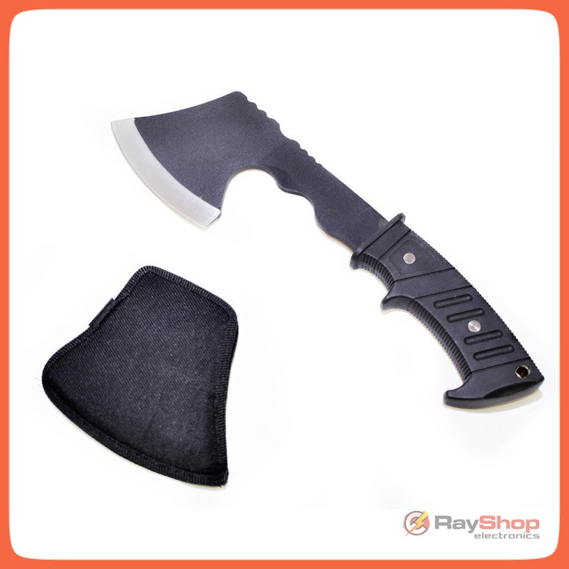 Hacha táctica de supervivencia de 30 cm con mango ABS y funda de nylon