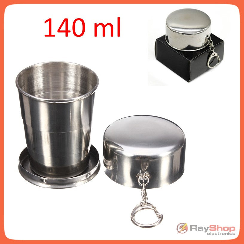 Vaso plegable de acero inoxidable de 140 ml para llavero