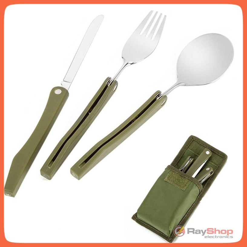 Set de cubiertos plegables de acero inoxidable con funda PJ275