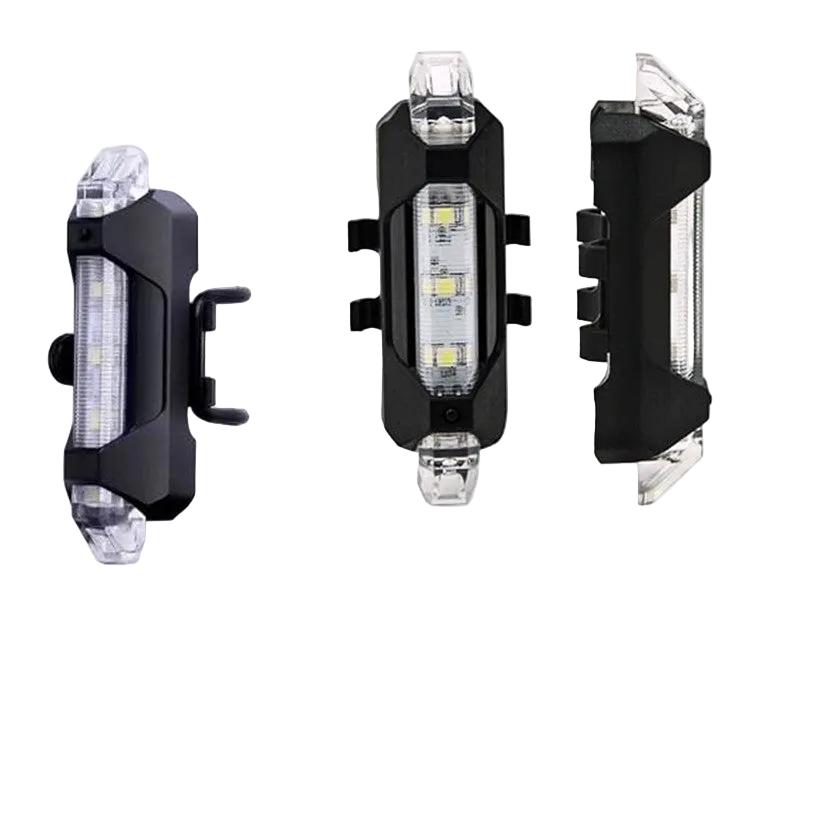 Luz trasera para bicicleta con LED rojo y blanco, recargable