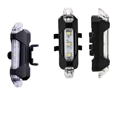 Luz trasera para bicicleta con LED rojo y blanco, recargable