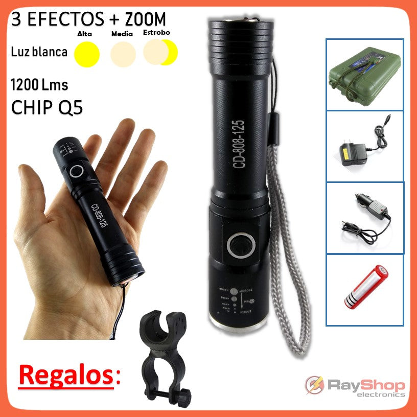Mini lámpara táctica 2 en 1 de 1200 lúmenes con imán y soporte giratorio