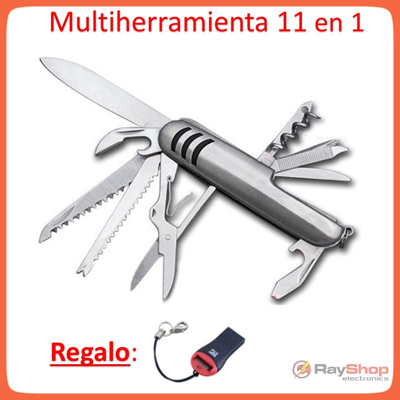 Multiherramienta 11 en 1 de acero inoxidable tipo llavero