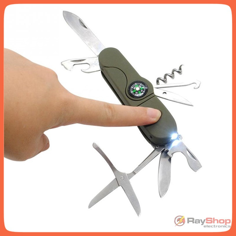 Navaja multiusos de 18 funciones con brújula y linterna TS17