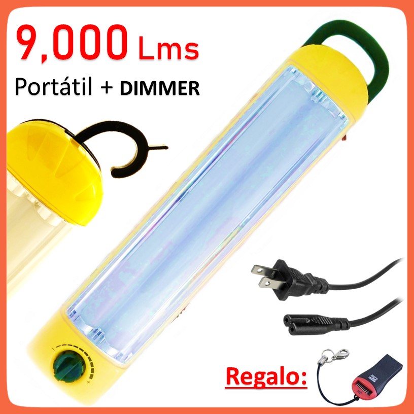 Lámpara de emergencia recargable con dos tiras LED y regulador